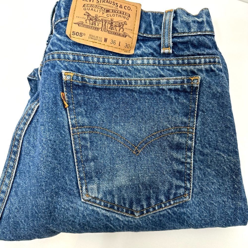Levi’s 505 Straight Leg Regular Fit 36x30 Jeans 1996 Mens 100% Cotton Orange Tab